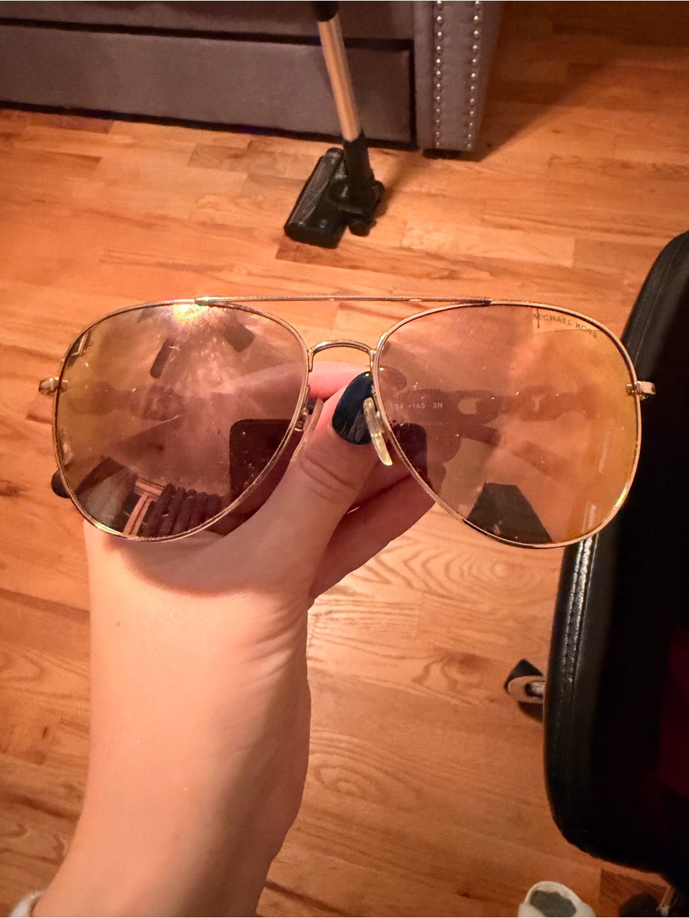 Michael Kors Gold Aviator Sunglasses with Brown Tint